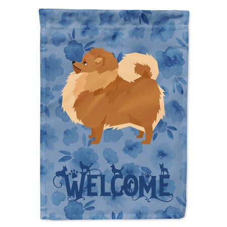 Carolines Treasures 28 x 0.01 x 40 in. Pomeranian Welcome Flag Canvas House Size CK6259CHF